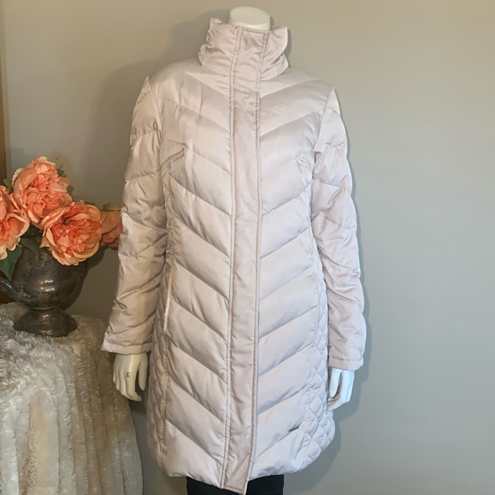 💟 Kenneth Cole down puffer coat with removable faux fur trim hood S
